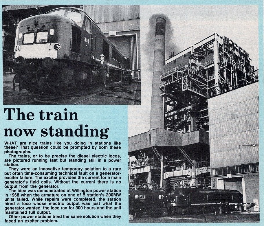 Newpaper cutting reporting the use of a diesel locomotive at Willington Power Station