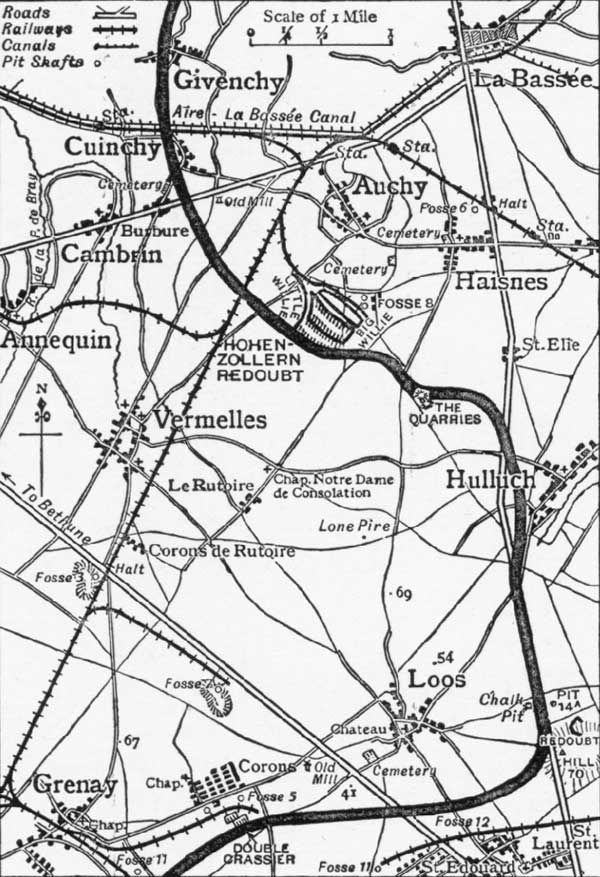 The front line around Loos after the battle